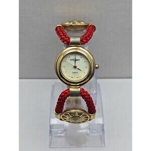 LA Express Womens Watch Red Braided Cord Concho Gold New Battery Southwestern